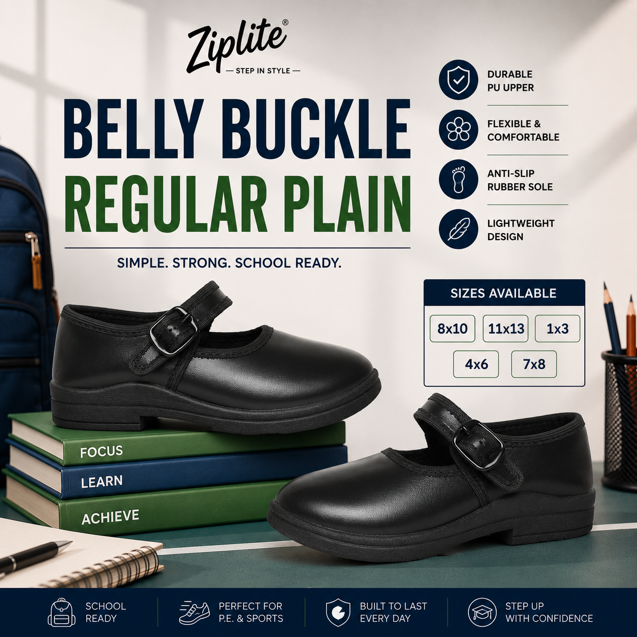 Belly Buckle Regular Plain Black