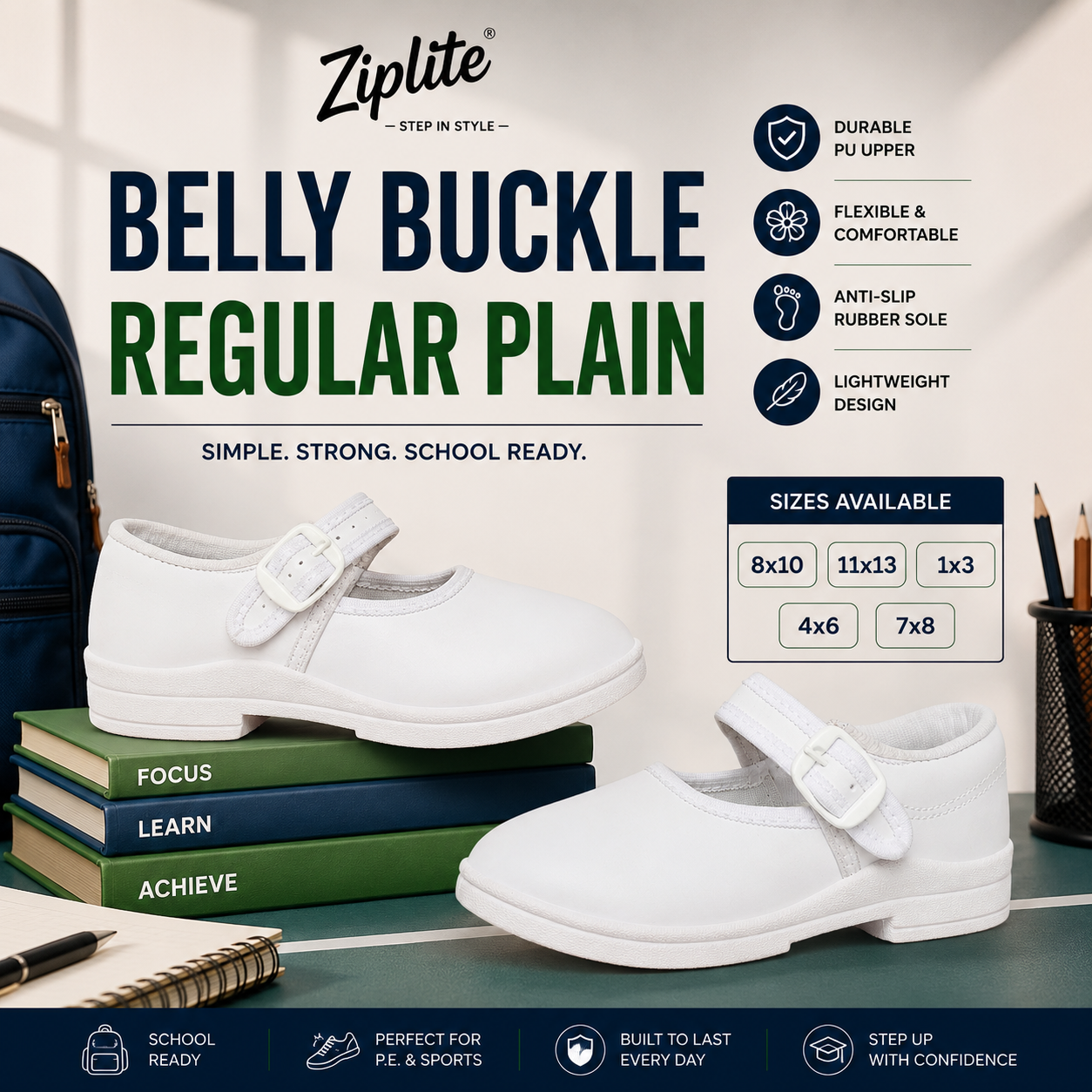 Belly Buckle Regular Plain White