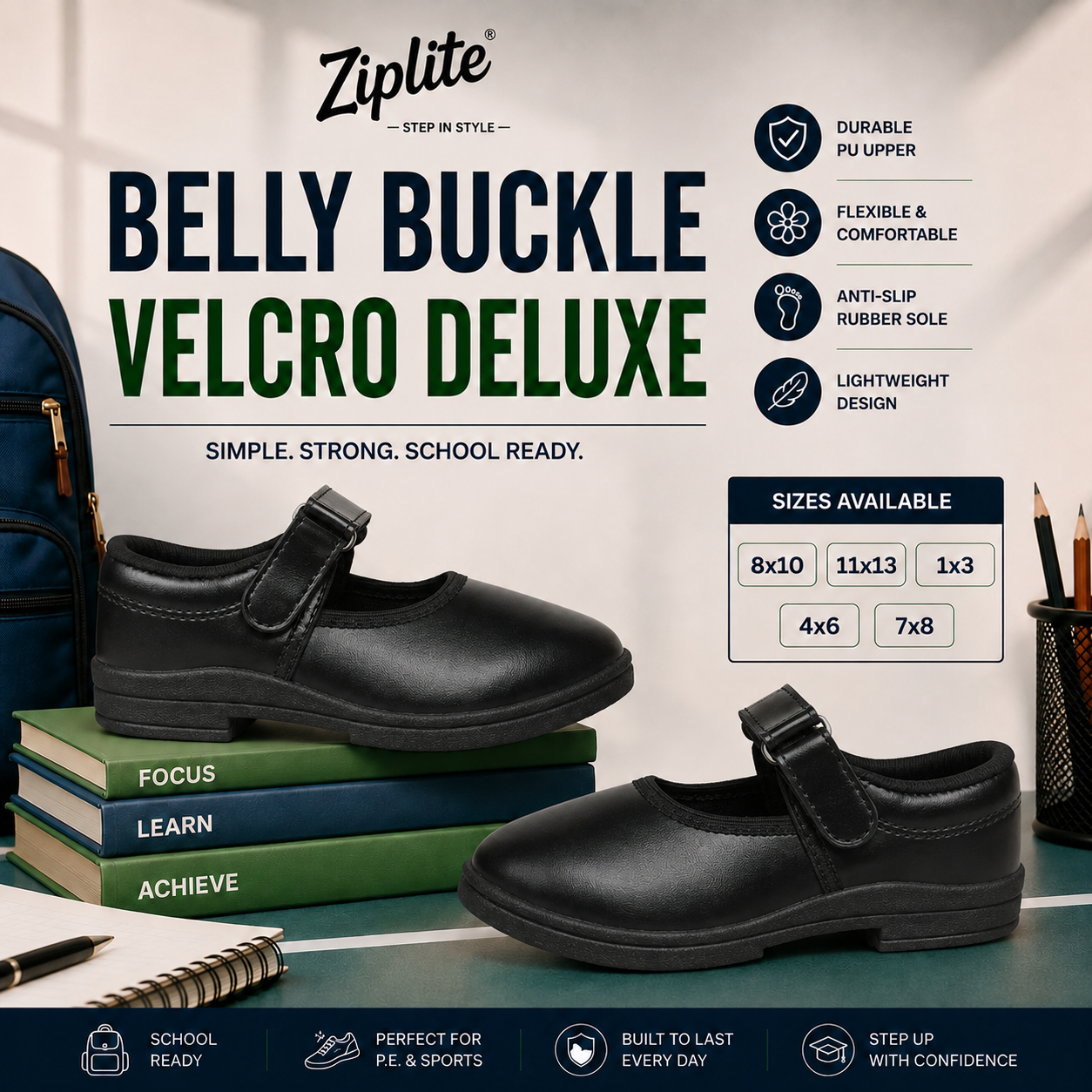 Belly Buckle Velcro Deluxe Black
