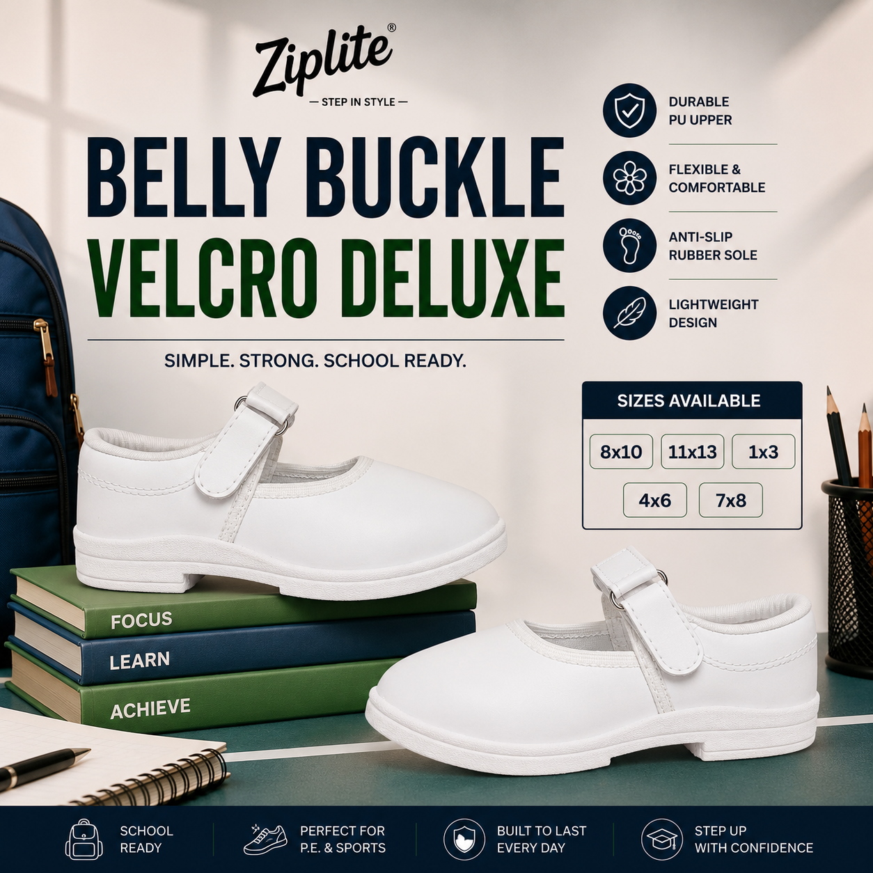 Belly Buckle Velcro Deluxe White