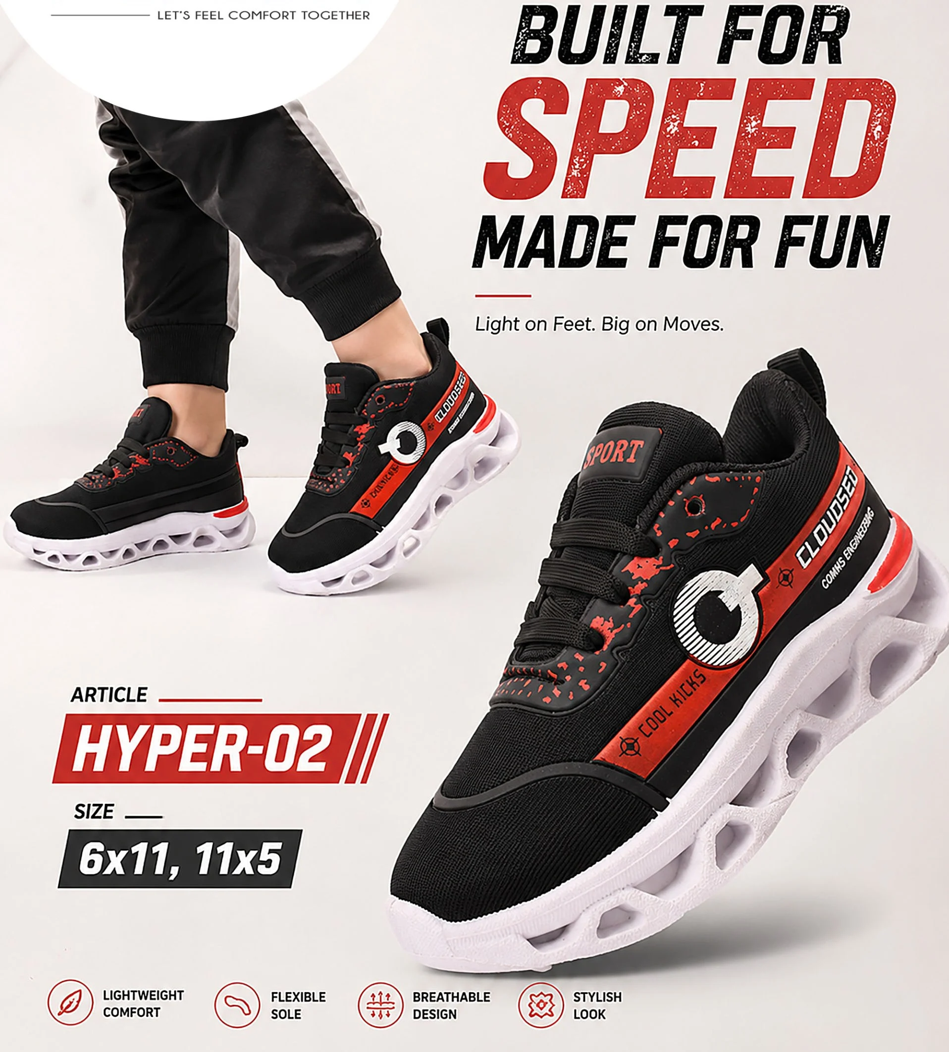 HYPER-2 BLACK/RED 6X11