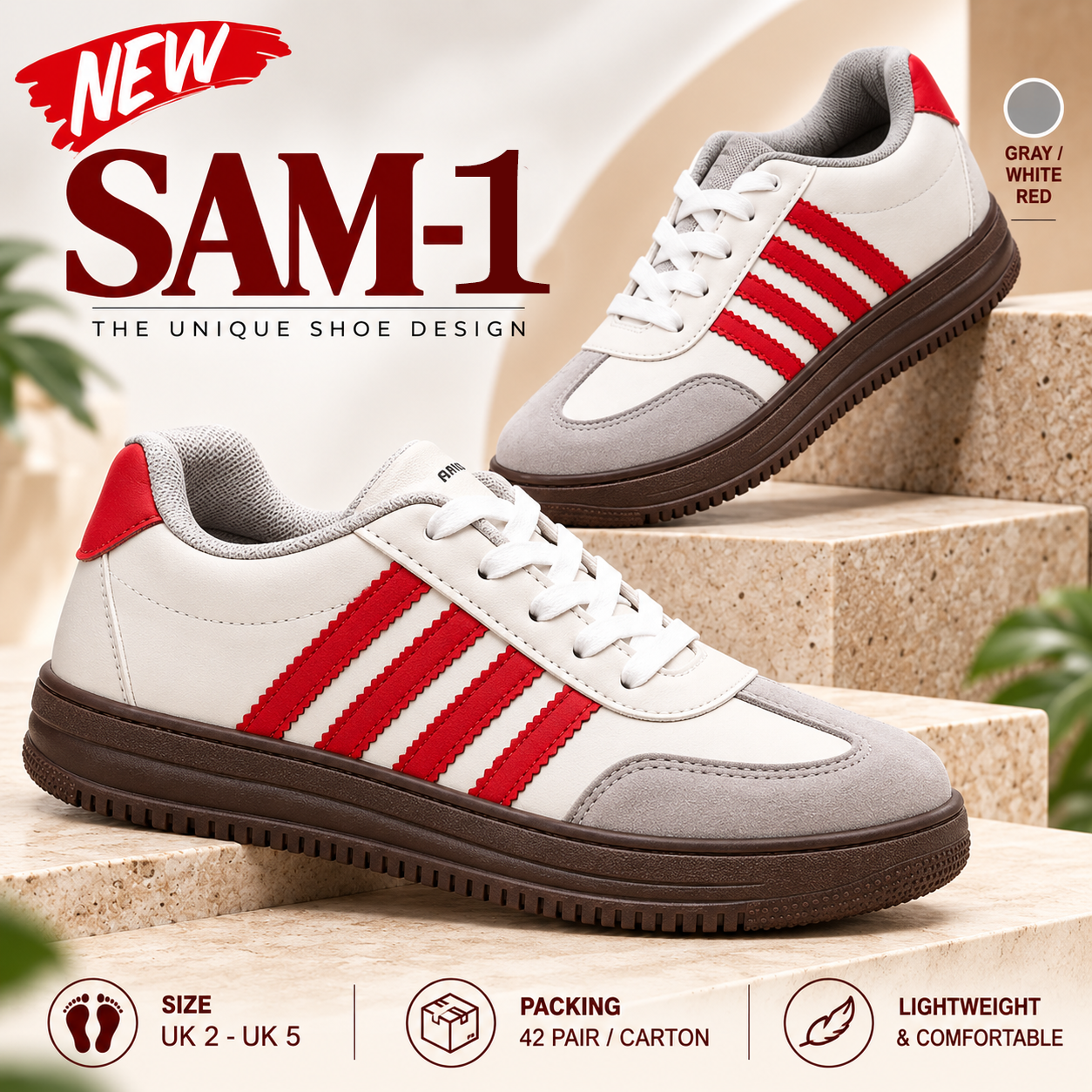 SAM-1 WHITE/RED
